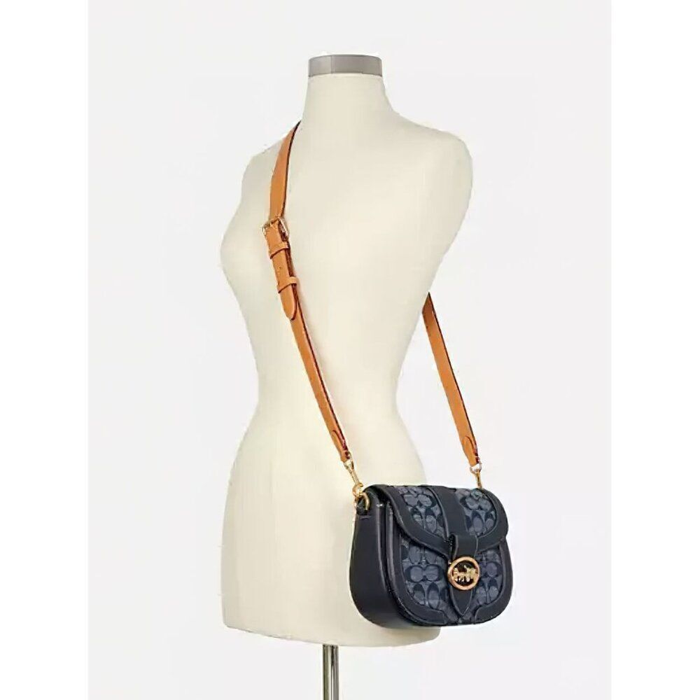 Coach Women's Georgie Saddle Bag In Signature Chambray Blue OS - Picture 12 of 14
